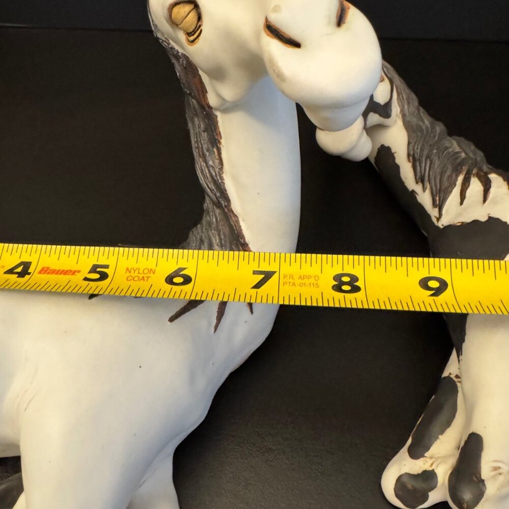 Handcrafted Ceramic Horse Figurines Set Of 2 Stamped Bier 2003 Painted White & G - Picture 15 of 16
